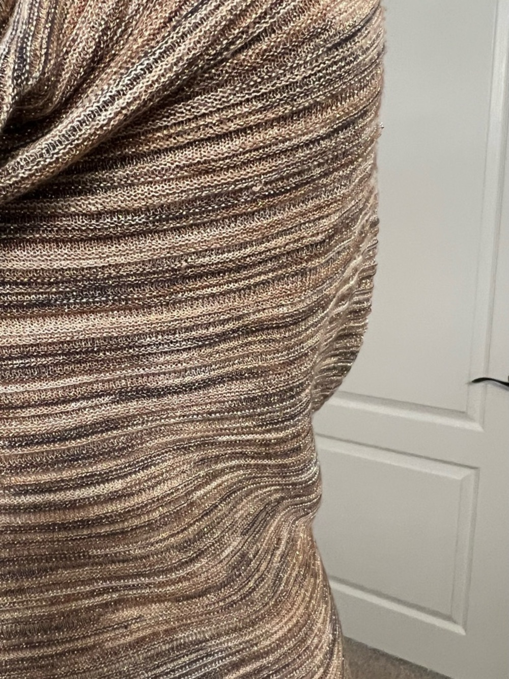 Cache Metallic Cowl V-Neck Halter Top in Brown and Gold - Picture 2 of 5